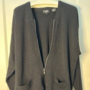 Hugo Boss | Merino wool zippered cardigan sweater | Black | Men's Large | Casual